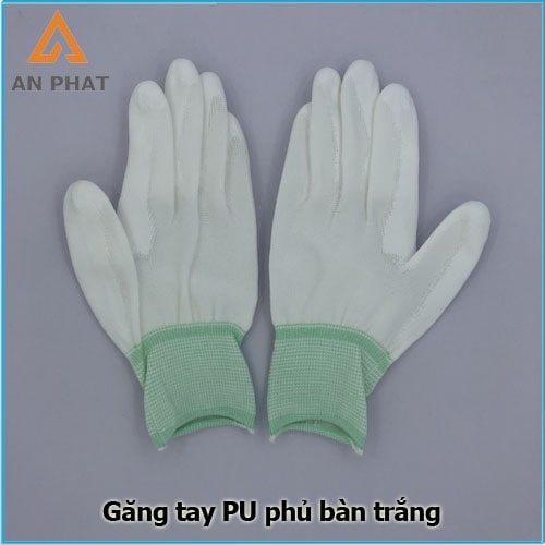 Găng tay PU phủ bàn trắng được dùng trong cơ khí công nghệ cao