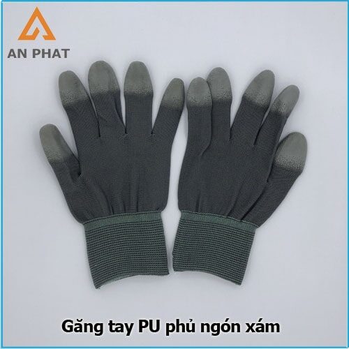 Găng tay PU phủ ngón xám Hàn Quốc Size M