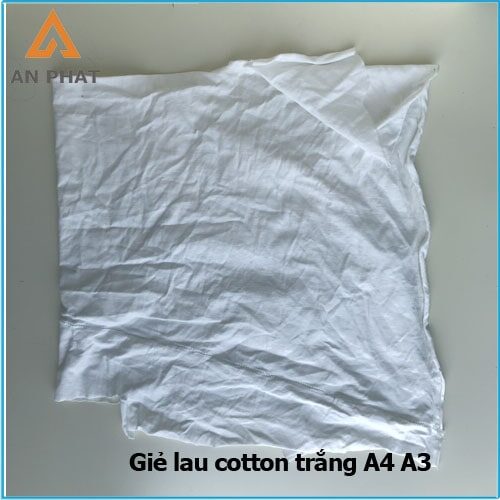 Giẻ lau cotton trắng A4 A3 có khổ rộng