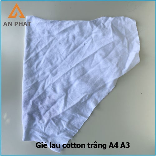 Giẻ lau cotton trắng A4 A3 có thành phần cotton cao nên thấm hút tốt, không phai màu