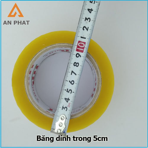 băng dính dán thùng 5cm sử dụng lõi giấy nhỏ, không bớt mét sản phẩm