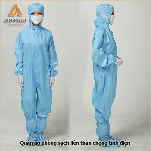 Quần áo phòng sạch được may bằng vải chống tĩnh điện